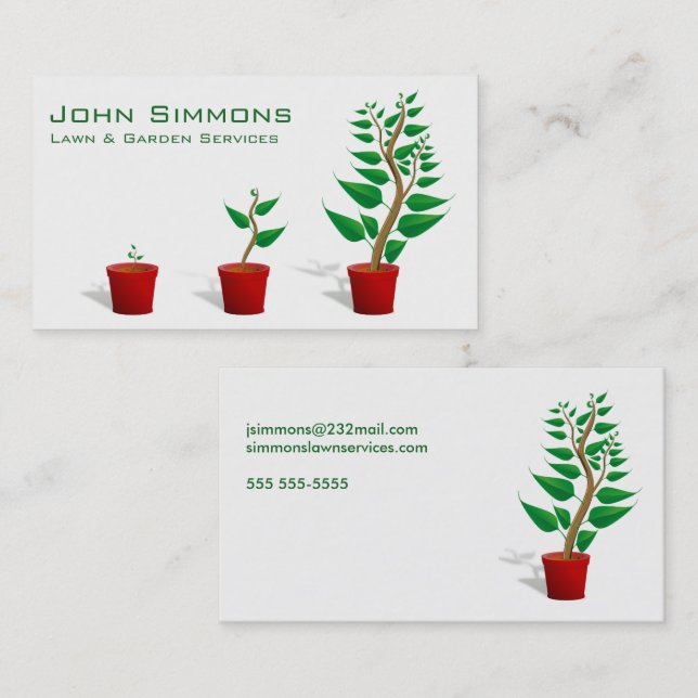 Lawn Care Landscaper Gardener Business Card (Front/Back)