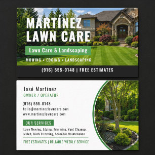 Lawn Care Landscaping Custom Photo Business Card