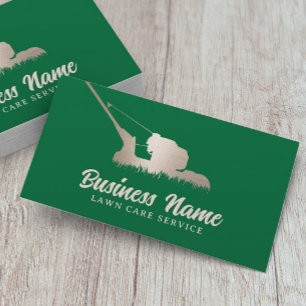 Lawn Care & Landscaping Gold Mower Green Business Card