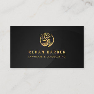 Lawn Care Landscaping Gold Tree Logo Business Card