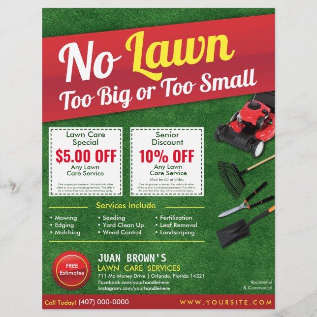 Lawn Care Landscaping Grass Cutting Flyer 8.5 x 11 (Front)