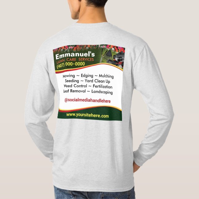 Lawn Care Landscaping Grass Cutting T-Shirt (Back)