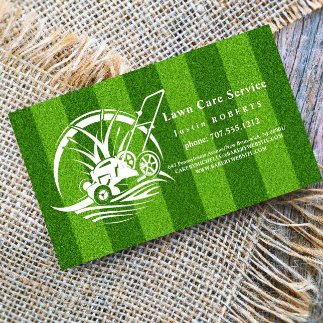 Lawn Care Landscaping  green Grass Service design Business Card (Creator Uploaded)