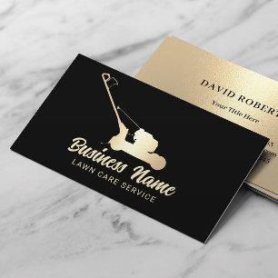 Lawn Care & Landscaping Modern Black & Gold Business Card