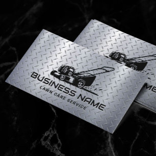 Lawn Care & Landscaping Mower Modern Metal Business Card