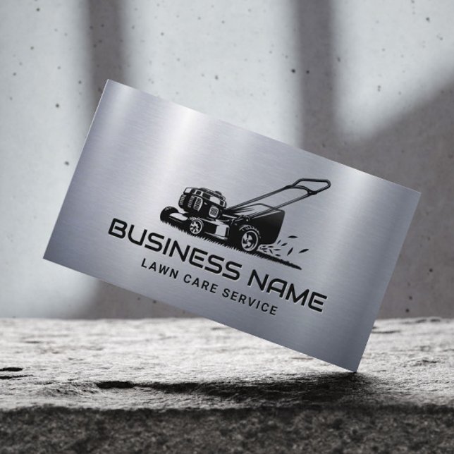 Lawn Care & Landscaping Mower Professional Metal Business Card (Creator Uploaded)