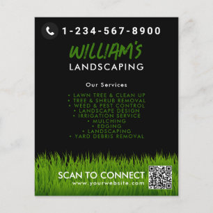 Lawn Care Landscaping Mowing Cutting QR Code Flyer