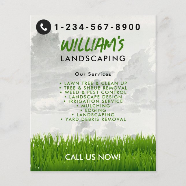 Lawn Care Landscaping Mowing Cutting Services Flyer (Front)