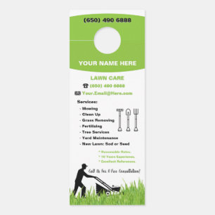 Lawn Care Landscaping Mowing Grass Service Door Hanger