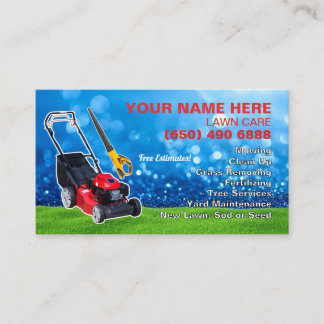 Lawn Care Landscaping Mowing Grass Template Business Card