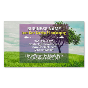 Lawn Care & Landscaping, Mowing Grass Tree Service Magnetic Business Card