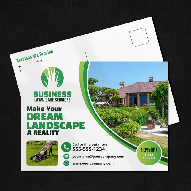 Lawn Care Landscaping Mowing Grass Tree Service Postcard (Creator Uploaded)