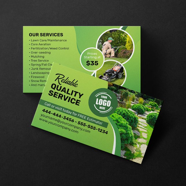Lawn Care Landscaping Mowing Snow Removal Trimming Business Card (Creator Uploaded)
