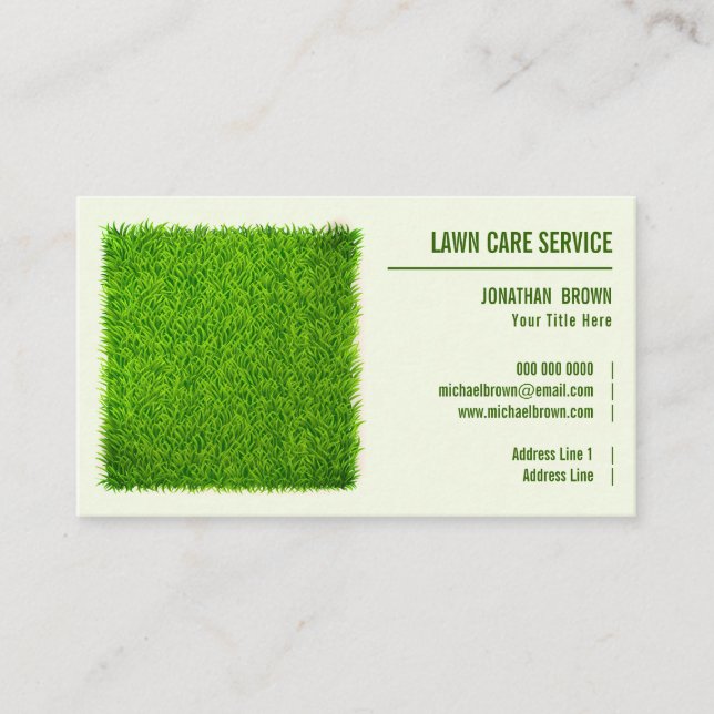Lawn Care & Landscaping Riding Mower Grass green Business Card (Front)