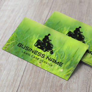 Lawn Care & Landscaping Riding Mower Grass Green Business Card