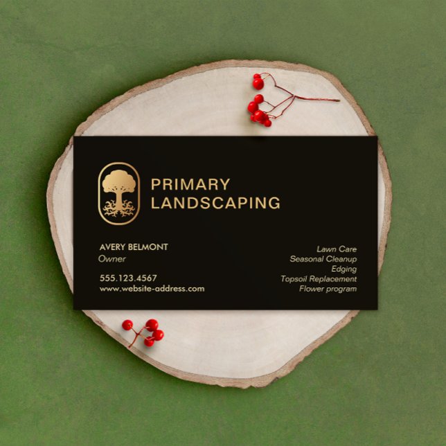 Lawn Care Landscaping  Rooted Tree Business Card (Creator Uploaded)