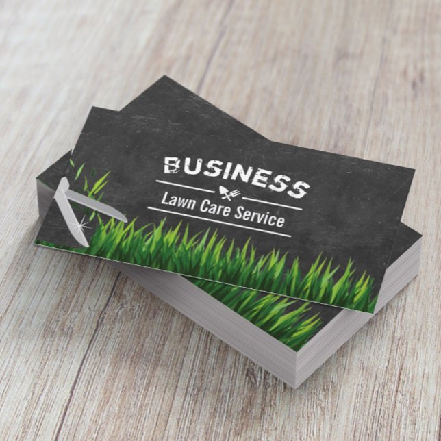 Lawn Care & Landscaping Service Chalkboard Business Card (Creator Uploaded)