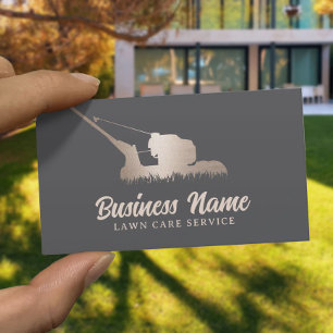 Lawn Care Landscaping Service Elegant Gold Mower Business Card