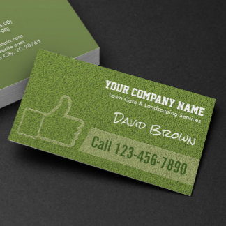 Lawn Care Landscaping Service Grass Thumbs Up  Business Card