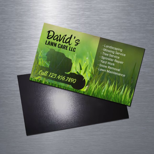 Lawn Care & Landscaping Service Greens Mower Magnetic Business Card (Creator Uploaded)