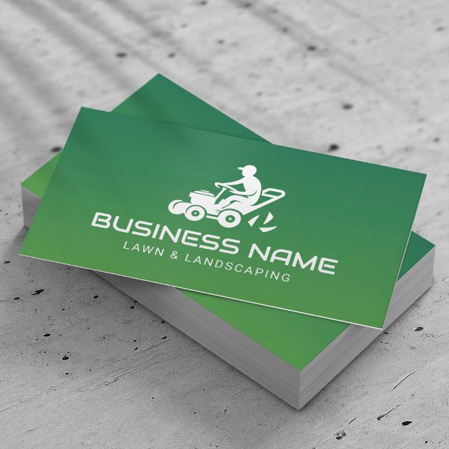 Lawn Care & Landscaping Service Minimal Mower Logo Business Card (Creator Uploaded)