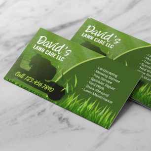 Lawn Care & Landscaping Service Modern Green Business Card