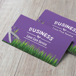 Lawn Care & Landscaping Service Modern Purple Business Card