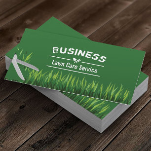 Lawn Care & Landscaping Service Plain Green Business Card