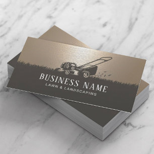 Lawn Care & Landscaping Service Vintage Gold Business Card