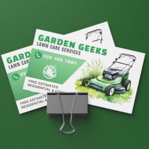 Lawn Care Landscaping Service Watercolor  Business Card