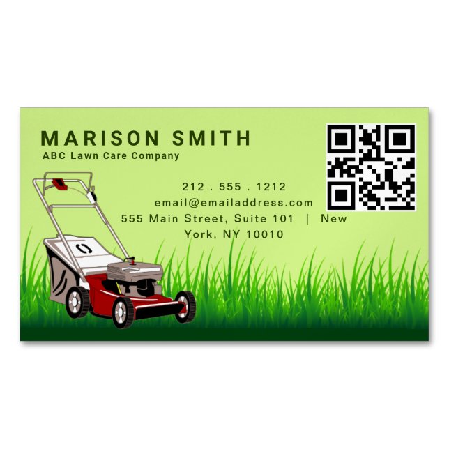 Lawn Care Landscaping Services Green Grass Style  Magnetic Business Card (Front)