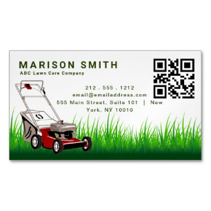 Lawn Care Landscaping Services Green Grass Style Magnetic Business Card