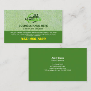 Lawn Care & Landscaping Services Logo Grass Mowing Business Card