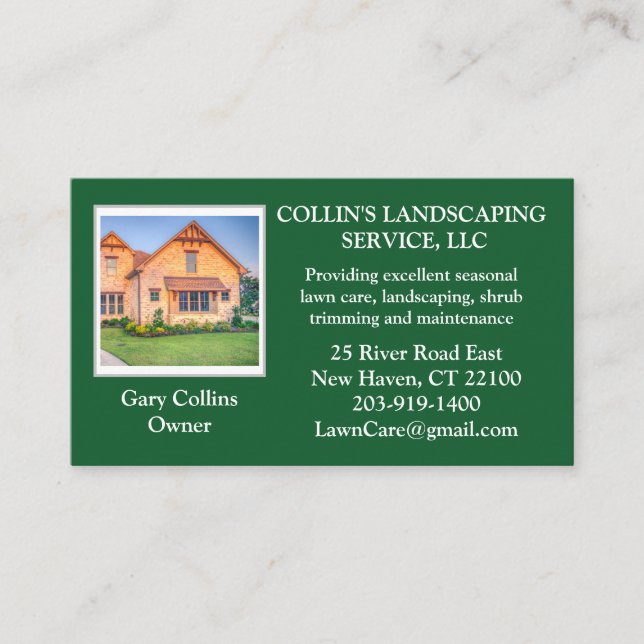 Lawn Care Landscaping Services Photo Business Card (Front)