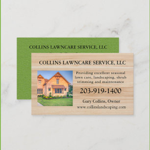 Lawn Care Landscaping Services Photo Business Card