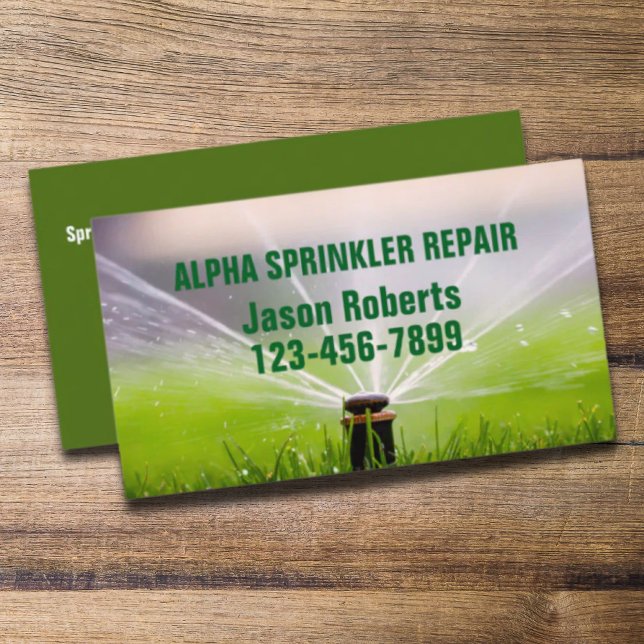 Lawn Care Landscaping Sprinkler Repair Irrigation Business Card (Lawn Care Landscaping Sprinkler Repair Irrigation Business Card)