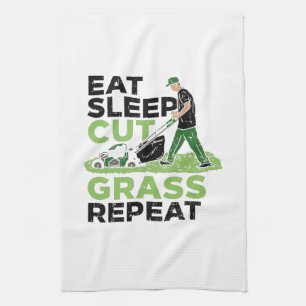 Lawn-Care Lawn-Mower Gardener Tea Towel