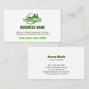 Lawn Care Logo Landscaping Mowing Yard work  Business Card