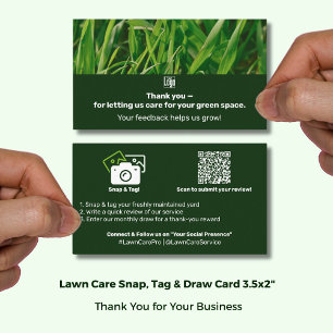 Lawn Care Logo Thank You Testimonial & Photo  Referral Card