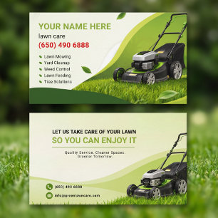 Lawn Care Modern Green Mower Custom Design Business Card