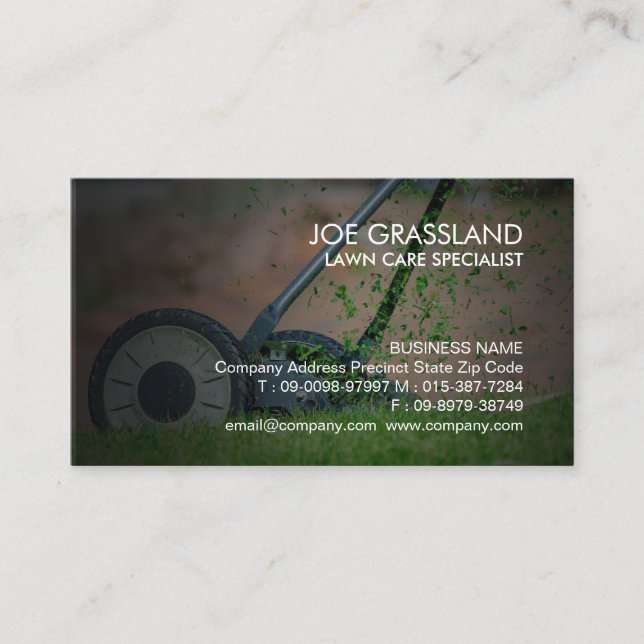 Lawn Care Mowing Gardener Business Card (Front)