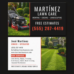 Lawn Care Mowing Landscaping Tree Service Business Card