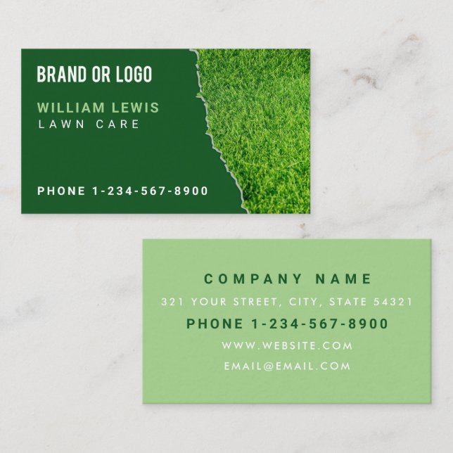 Lawn Care Repair Landscaping Mowing Business Logo Card (Front/Back)