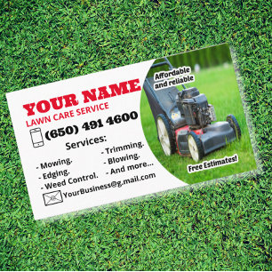 Lawn Care Service Business Card Grass cutter Mower