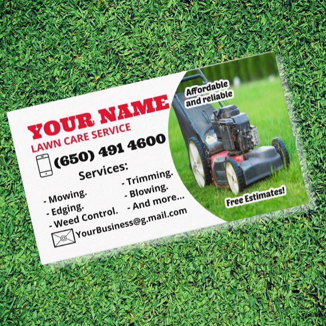 Lawn Care Service Business Card Grass cutter Mower (Creator Uploaded)