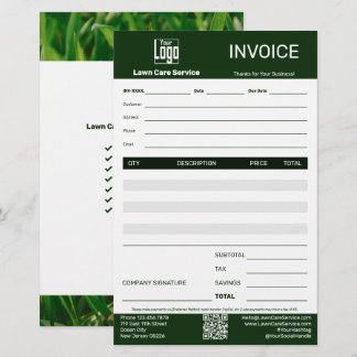 Lawn Care Service Business Invoice Stationery