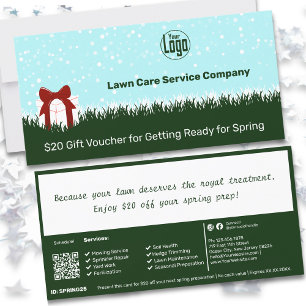 Lawn Care Service Christmas Gift Voucher Card