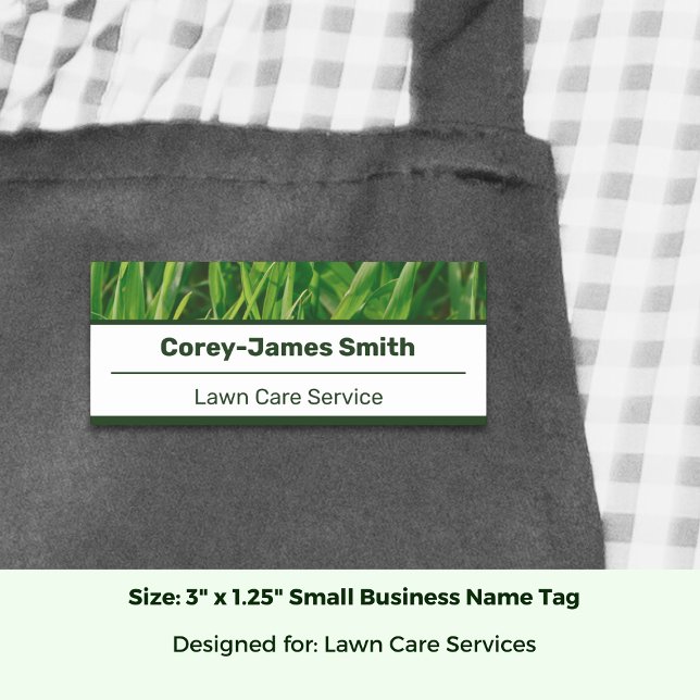 Lawn Care Service Image White Green Name Tag (Lawn Care Service Image White Green Name Tag; Size: 3 x 1.25 Inch)