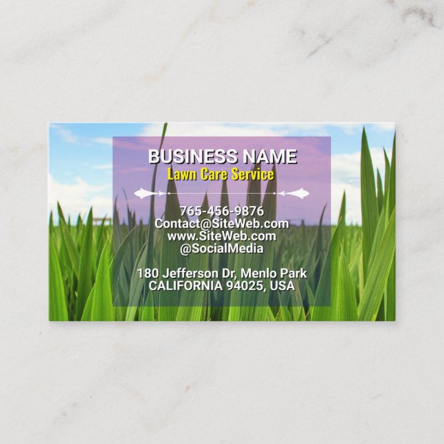 Lawn Care Service & Landscaping (Grass Field) Calling Card (Front)