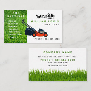 Lawn Care Service Landscaping Mowing Business Logo Card